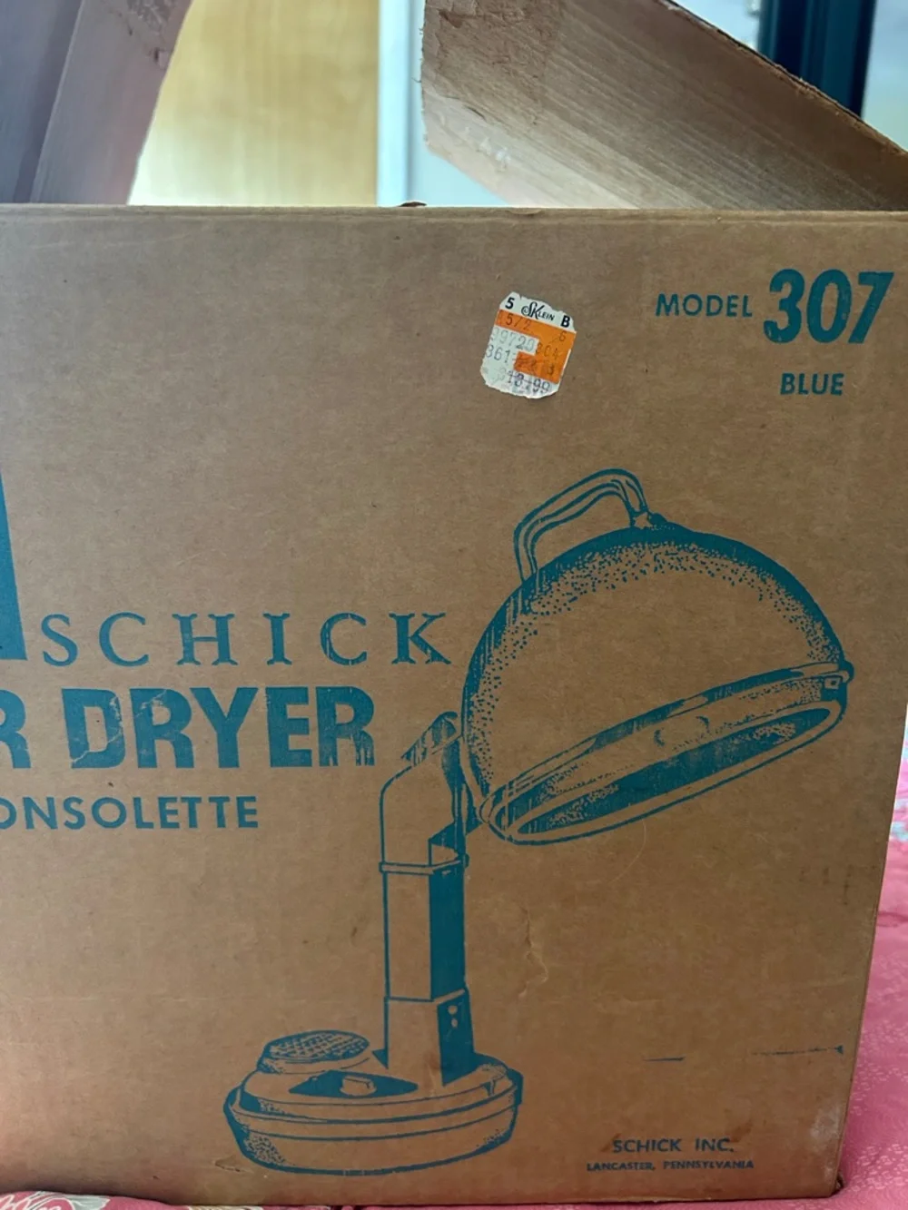 Vintage Lady Schick Consolette Hair Dryer Model 307 in original box 1964